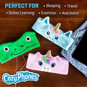 CozyPhones Over The Ear Headband Headphones - Kids Headphones Volume Limited with Thin Speakers & Super Soft Stretchy Headband - Pink Unicorn