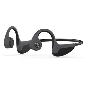 bone conduction headphones bluetooth 5.0 open ear wireless titanium hifi stereo with mic sweatproof sports headphones for running driving cycling (black)