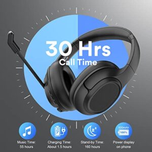 EKSA Bluetooth Headsets with Microphone & USB Dongle, 30 Hours Talk Time & 33ft Range, AI Environmental Noise Cancelling Mic, Over-Ear Wireless Headphone for PC/Laptop/Computer/Home/Work/Office/Zoom