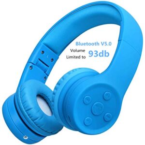 YUSONIC Bluetooth Headphones for Toddler, Toddler Wireless Headphones for Baby Kids with Sharing Port, Kids Headphones with Mic for Boys Girls Travel ipad Amazon fire Cellphone (Blue 2)