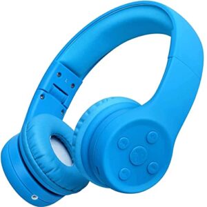 yusonic bluetooth headphones for toddler, toddler wireless headphones for baby kids with sharing port, kids headphones with mic for boys girls travel ipad amazon fire cellphone (blue 2)
