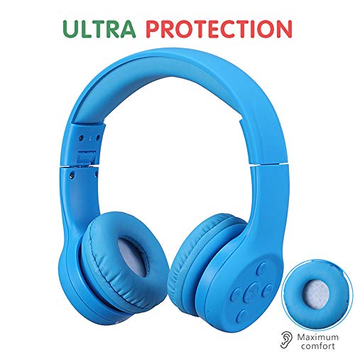 YUSONIC Bluetooth Headphones for Toddler, Toddler Wireless Headphones for Baby Kids with Sharing Port, Kids Headphones with Mic for Boys Girls Travel ipad Amazon fire Cellphone (Blue 2)