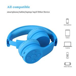 YUSONIC Bluetooth Headphones for Toddler, Toddler Wireless Headphones for Baby Kids with Sharing Port, Kids Headphones with Mic for Boys Girls Travel ipad Amazon fire Cellphone (Blue 2)