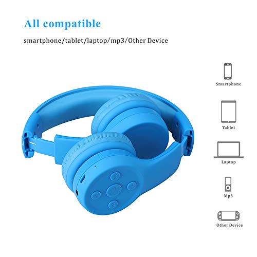 YUSONIC Bluetooth Headphones for Toddler, Toddler Wireless Headphones for Baby Kids with Sharing Port, Kids Headphones with Mic for Boys Girls Travel ipad Amazon fire Cellphone (Blue 2)