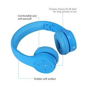 YUSONIC Bluetooth Headphones for Toddler, Toddler Wireless Headphones for Baby Kids with Sharing Port, Kids Headphones with Mic for Boys Girls Travel ipad Amazon fire Cellphone (Blue 2)