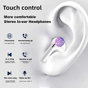 Wireless Earbuds, Air Pro Bluetooth 5.3 Headphones Noise Cancelling Hi-Fi Stereo, 30 Hours Playtime, IPX7 Waterproof in-Ear Earbuds with Microphone, Sports and Work Bluetooth Earbuds, White