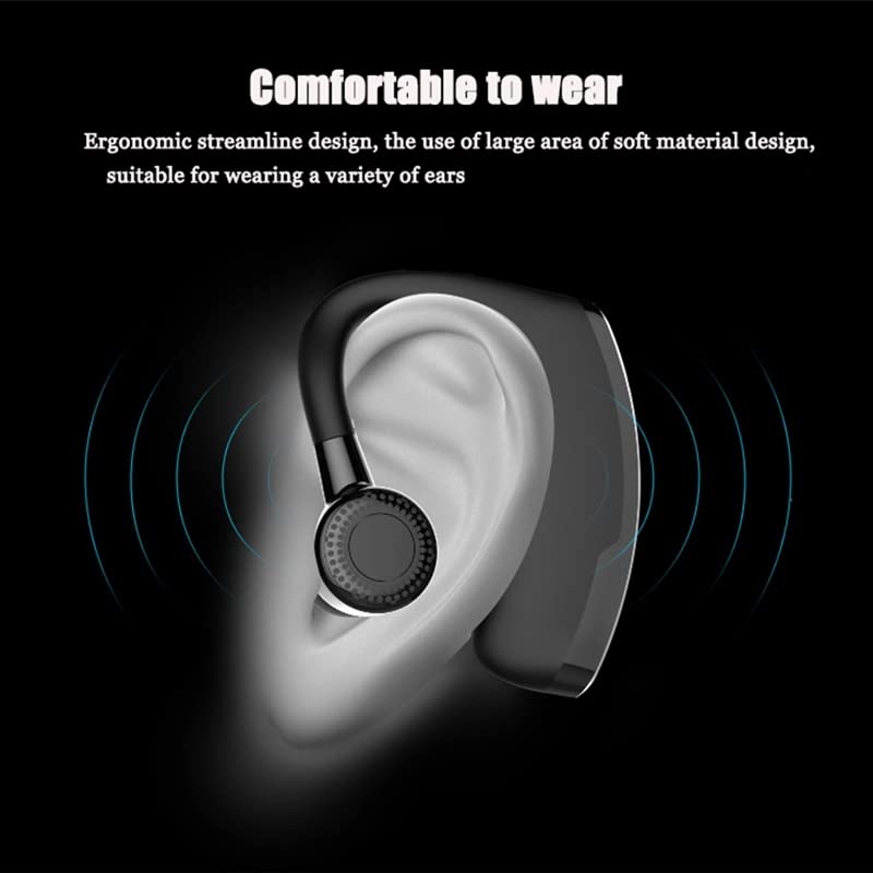 ISCREM Bluetooth Headset Wireless Business Single earpiece Voice Answer in Ear Earbuds for Trucker Driving Running 10 Hour Battery Noise Cancelling Headphones Black V9