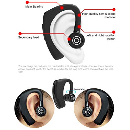 ISCREM Bluetooth Headset Wireless Business Single earpiece Voice Answer in Ear Earbuds for Trucker Driving Running 10 Hour Battery Noise Cancelling Headphones Black V9