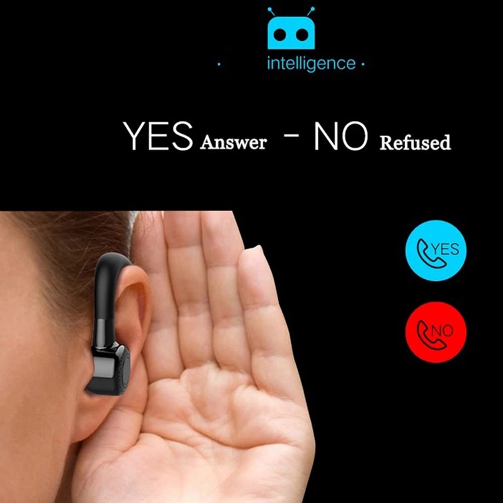 ISCREM Bluetooth Headset Wireless Business Single earpiece Voice Answer in Ear Earbuds for Trucker Driving Running 10 Hour Battery Noise Cancelling Headphones Black V9