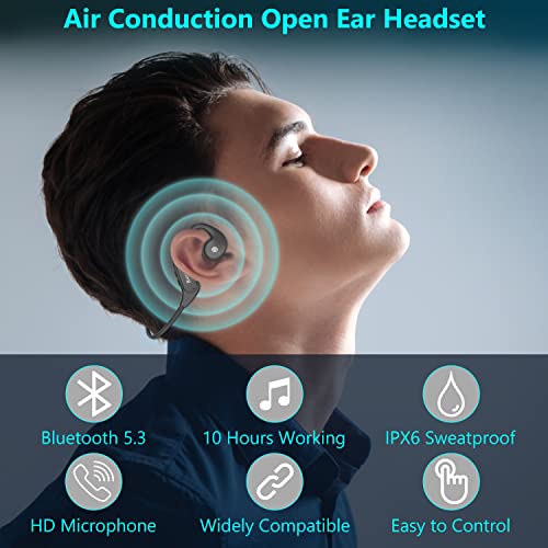 BANIGIPA Open Ear Headphones, 2023 Upgraded Air Conduction Bluetooth Headset with Built-in Microphones, 10 Hrs Playtime, Waterproof Wireless Earphones for Sport, Gym, Running, Cycling, Hiking, Driving