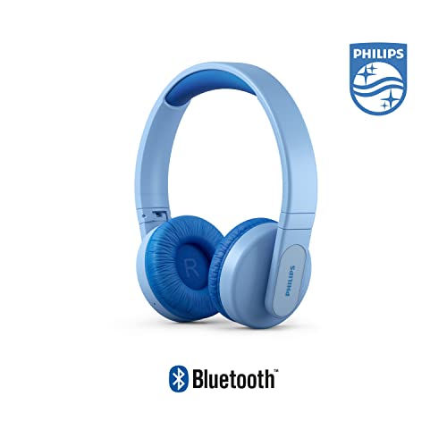 Philips K4206 Kids Wireless On-Ear Headphones, Bluetooth + Cable Connection, 85dB Limit for Safer Hearing, Built-in Mic, 28 Hours Play time, Parental Controls via Philips Headphones