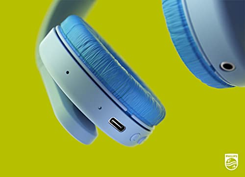 Philips K4206 Kids Wireless On-Ear Headphones, Bluetooth + Cable Connection, 85dB Limit for Safer Hearing, Built-in Mic, 28 Hours Play time, Parental Controls via Philips Headphones