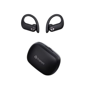 tranya x5 wireless earbuds, 32h playtime with usb-c fast charging touch control sports earbuds, bluetooth 5.3 true wireless earbuds with ear hook, ipx5 waterproof over-ear buds for workout running.