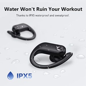 TRANYA X5 Wireless Earbuds, 32H Playtime with USB-C Fast Charging Touch Control Sports Earbuds, Bluetooth 5.3 True Wireless Earbuds with Ear Hook, IPX5 Waterproof Over-Ear Buds for Workout Running.