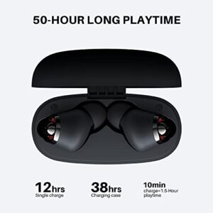 Wireless Earbuds, Tribit Qualcomm QCC3040 Bluetooth 5.2, 4 Mics CVC 8.0 Call Noise Reduction 50H Playtime Clear Calls Volume Control True Wireless Bluetooth Earbuds Earphones, FlyBuds C1 Black