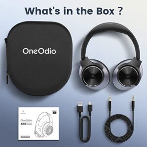 OneOdio A10 Hybrid Active Noise Cancelling Headphones, Wireless Over Ear Bluetooth Headphones, Hi-Res Audio Sound, Deep Bass, 45H Long Playtime, Wireless & Wired 2-in-1 Ideal for Travel Home Office