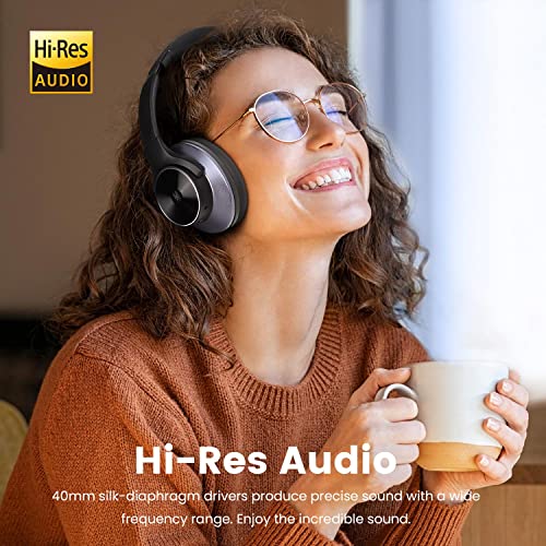 OneOdio A10 Hybrid Active Noise Cancelling Headphones, Wireless Over Ear Bluetooth Headphones, Hi-Res Audio Sound, Deep Bass, 45H Long Playtime, Wireless & Wired 2-in-1 Ideal for Travel Home Office