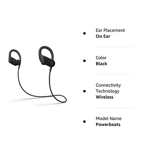 Powerbeats High-Performance Wireless Bluetooth Headphones - Black - MWNV2LL/A (Renewed)