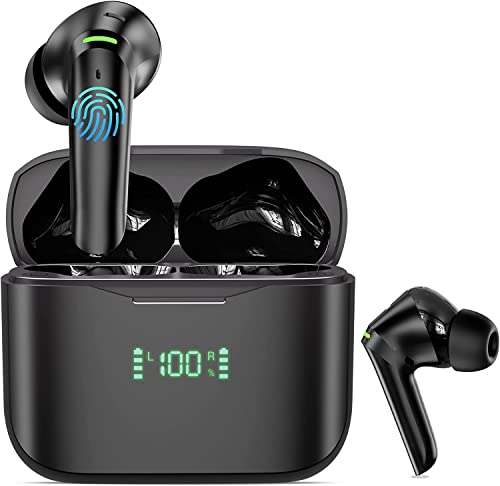 Ear buds Wireless Bluetooth Earbuds,Noise Cancelling Wireless Earbuds with 4 Micro,80H Long Playtime IPX7 Waterproof HiFi Stereo Bluetooth 5.3 Headphone for Android iOS Cell Phone/Computer /Laptop