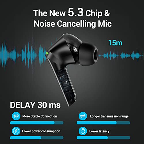 Ear buds Wireless Bluetooth Earbuds,Noise Cancelling Wireless Earbuds with 4 Micro,80H Long Playtime IPX7 Waterproof HiFi Stereo Bluetooth 5.3 Headphone for Android iOS Cell Phone/Computer /Laptop