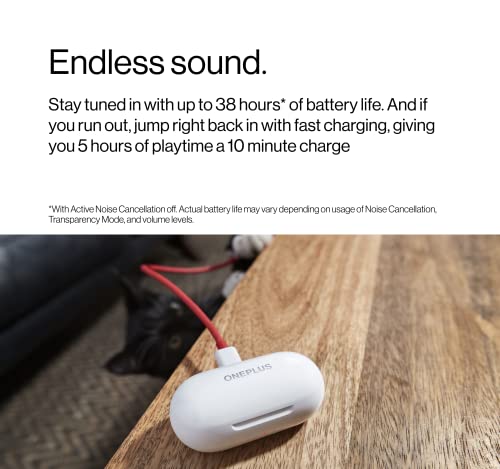 OnePlus Buds Z2 True Wireless Earbud Headphones-Touch Control with Charging Case,Active Noise Cancellation,IP55 Waterproof Stereo Earphones for Home,Sport, Pearl White