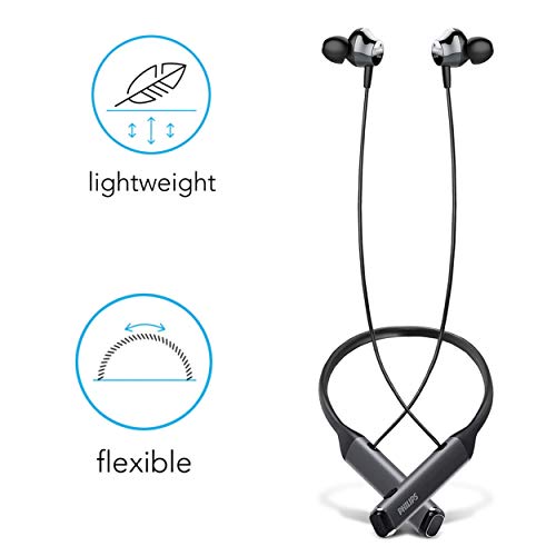 Philips Bluetooth Neckband Headphones, Wireless Earbuds IPX5 Waterproof Sport Earphones, Lightweight, Deep Bass with Vibration Call Alert Neckband