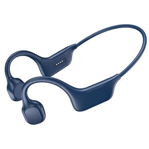 panadia bone conduction headphones, open ear bluetooth headphones with built-in mic, ipx7 waterproof wireless sport headset for running workout gym (dark blue)