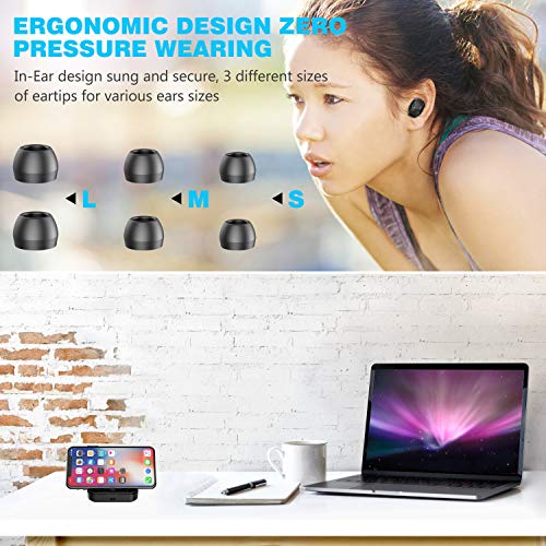 Erligpowht Bluetooth 5.0 Wireless Earbuds with 2000mAh Charging Case Stereo Headphones 90Hours Continuous Playback in Ear Built in Mic Headset Premium Sound with Deep Bass for Sport
