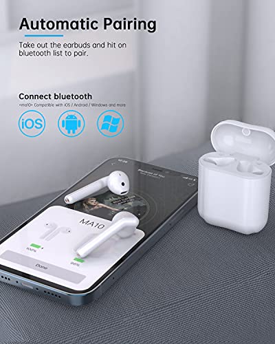 GPED Wireless Earbuds, Bluetooth 5.0 Earbuds Noise Cancelling Wireless Headphones 35H Cycle Playtime Hi-Fi APT-X CVC8.0 Sweatproof Earphones with mic, in-Ear Headset for iPhone Android (White)