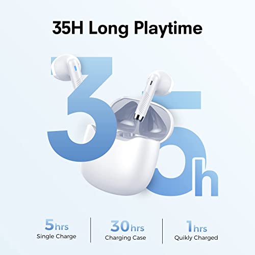 FAMOO Wireless Earbuds, Bluetooth 5.3 Headphones, Mini Bluetooth Earbuds with 35H Mini Charging Case, USB-C Fast Charging, Built-in Mics with Deep Bass, IPX7 Waterproof for Work, Travel…