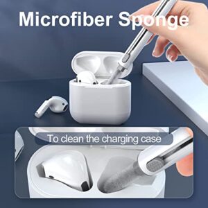 House Gem Airpods Cleaner Kit Multi-Function Cleaning Kit Pen for Airpod Pro 1 2 3 3-in-1 Design with Soft Brush High Density Sponge for Earbuds iPhone Bluetooth Headphone Earphone Case White