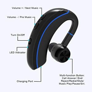 NANAMI Bluetooth Headset, Bluetooth Earpiece V5.0, 320Hrs Ultralight Headphones with Rotatable Mic, Hands-Free Earphones, Noise Cancelling, in-Ear Earbuds for iPhone Android Cell Phone/Laptop/Trucker