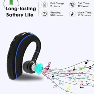 NANAMI Bluetooth Headset, Bluetooth Earpiece V5.0, 320Hrs Ultralight Headphones with Rotatable Mic, Hands-Free Earphones, Noise Cancelling, in-Ear Earbuds for iPhone Android Cell Phone/Laptop/Trucker