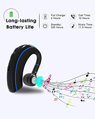 NANAMI Bluetooth Headset, Bluetooth Earpiece V5.0, 320Hrs Ultralight Headphones with Rotatable Mic, Hands-Free Earphones, Noise Cancelling, in-Ear Earbuds for iPhone Android Cell Phone/Laptop/Trucker