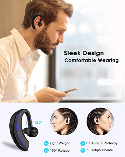 NANAMI Bluetooth Headset, Bluetooth Earpiece V5.0, 320Hrs Ultralight Headphones with Rotatable Mic, Hands-Free Earphones, Noise Cancelling, in-Ear Earbuds for iPhone Android Cell Phone/Laptop/Trucker