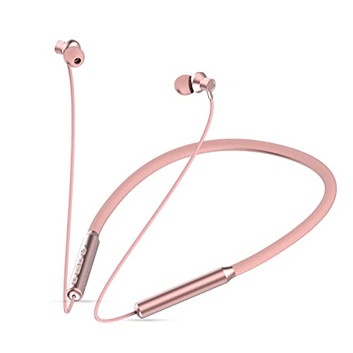 KLOKOL Bluetooth Headphones Neckband V5.0 Wireless Headset Sport Earbuds w/Mic Cordless Noise Canceling Earphones 15Hrs Playtime for Gym Running Compatible with iPhone Samsung Android (Rose Gold)