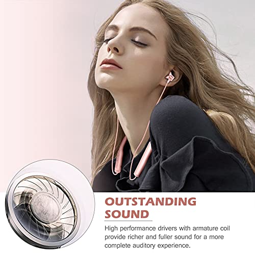 KLOKOL Bluetooth Headphones Neckband V5.0 Wireless Headset Sport Earbuds w/Mic Cordless Noise Canceling Earphones 15Hrs Playtime for Gym Running Compatible with iPhone Samsung Android (Rose Gold)