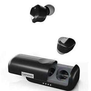 Lenovo True Wireless Earbuds Bluetooth 5.0 IPX5 Waterproof with USB-C Quick Charge and Built-in Microphone for Work/Travel/Gym (Black)