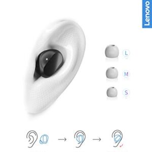 Lenovo True Wireless Earbuds Bluetooth 5.0 IPX5 Waterproof with USB-C Quick Charge and Built-in Microphone for Work/Travel/Gym (Black)