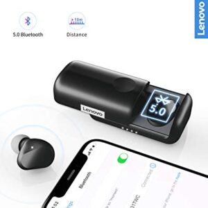 Lenovo True Wireless Earbuds Bluetooth 5.0 IPX5 Waterproof with USB-C Quick Charge and Built-in Microphone for Work/Travel/Gym (Black)