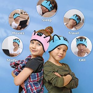 KIDSBAND Kids Headphones Bluetooth Headband Adjustable, Wireless Sleep Headphones for Kids with Wired Playback 3.5 MM Jack for Teens/Boys/Girls/Smartphones/School/Kindle/Airplane Travel/Plane/Tablet