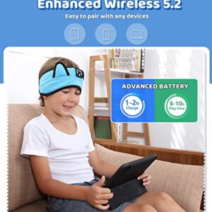 KIDSBAND Kids Headphones Bluetooth Headband Adjustable, Wireless Sleep Headphones for Kids with Wired Playback 3.5 MM Jack for Teens/Boys/Girls/Smartphones/School/Kindle/Airplane Travel/Plane/Tablet