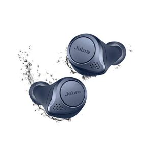 jabra elite active 75t navy voice assistant enabled true wireless sports earbuds with charging case (renewed)