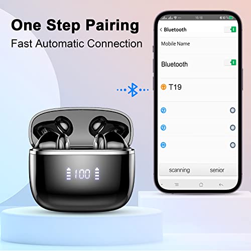 Wireless Earbud Bluetooth 5.3 Headphones 40H Playtime LED Power Display, Bluetoth Earbud Touch Control, Ear Bud in-Ear Earphones with Mic for Android iOS, Super Light & Portable, IP7 Waterproof