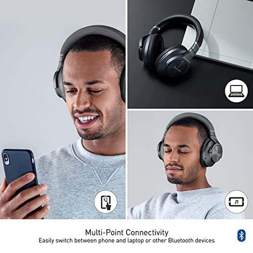 Technics Wireless Noise Cancelling Headphones, High-Fidelity Bluetooth Headphones with Multi-Point Connectivity, Impressive Call Quality, and Comfort Fit - EAH-A800-K Black