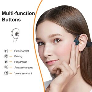 MONODEAL Bone Conduction Headphones with Mic, Bluetooth 5.3 Open Ear Headphones Wireless Waterproof Headsets, Sweat Resistant Wireless Earphones for Running, Work, Driving, Home Office(Black)