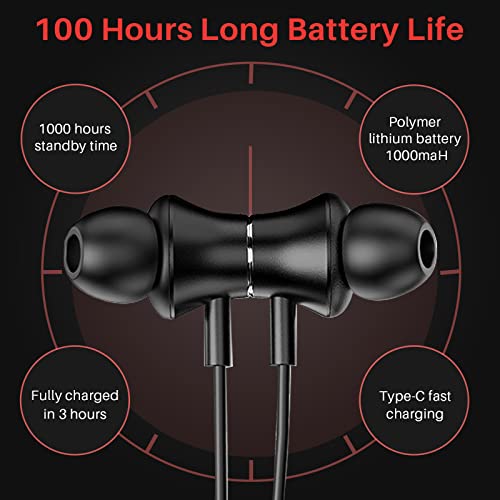 Nepartak Bluetooth Headphones Neckband, Long Battery Life,100 Hours Playtime,IPX5 Waterproof, Bluetooth Wireless Sport Headphones,Bluetooth Neckband Running Headset with Microphone