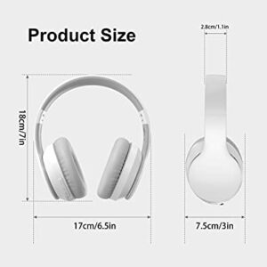 rockpapa E7 Over Ear Wireless Bluetooth Headphones with Mic Include Travel Case, Foldable Wired/Wireless Headphones with Microphone for Kids Childrens Boys Girls Teen Youth Adult White Grey