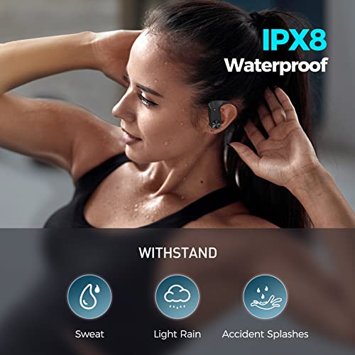 MSTHOO Wireless Headphones Sport, Bluetooth 5.3 Earbuds Earhook, LED Display,36H Playtime,One Button Control, USB-C Charging, Bass+ Running Bluetooth Earphones IPX8 with Built-in Mics for Workout Gym