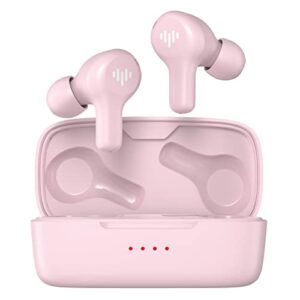 iluv tb150 small ear wireless earbuds, bluetooth 5.3, built-in microphone, 21 hour playtime, ipx6 waterproof protection, compatible with apple & android, includes charging case & 4 ear tips, pink